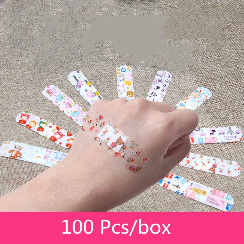 100 шт., гемостатический клеевой бинт, дышащий, милый, мультяшный, ленточный, водонепроницаемый, первой помощи, аварийный набор для детей, клейкая повязка