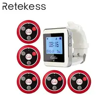 Wireless Waiter Calling System For Restaurant Service Pager System Guest Pager 1 Watch Receiver + 5 Call Button 433Mhz F3288B Wireless Waiter Calling System For Restaurant Service Pager System Guest Pager 1 Watch Receiver + 5 Call Button 433Mhz F3288B