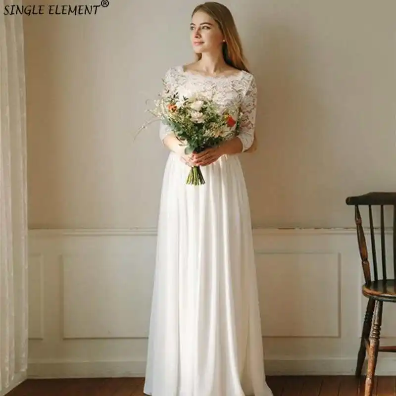 

Elegant Boho Chic Two Pieces Wedding Dresses Bohemian Lace Bridal Gown