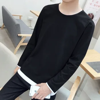 

Men's long-sleeved T-shirt men's bottoming shirt solid color round neck t-shirt Slim autumn clothing men's youth students 2435