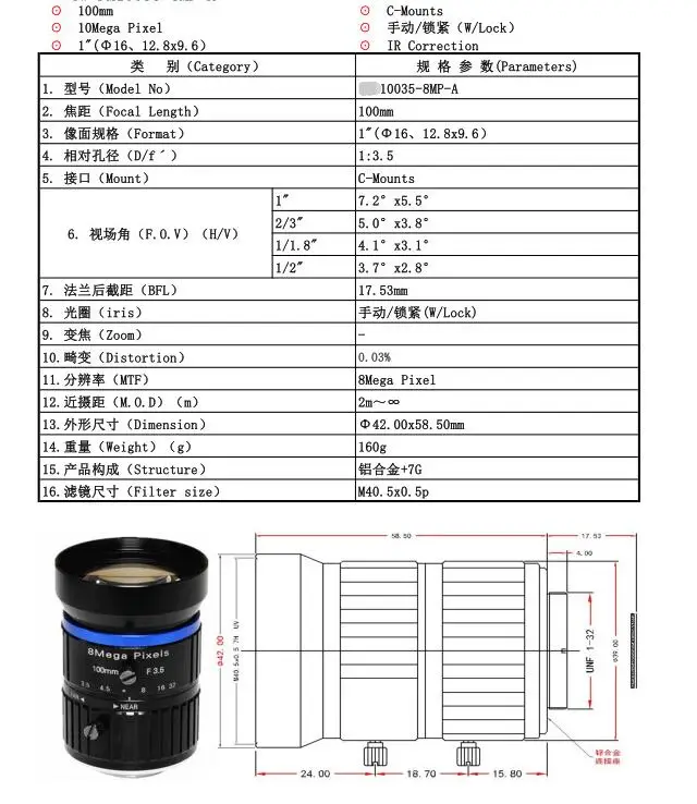 11249円 最大59%OFFクーポン 1Pcs Used Pentax Tv Lens 35Mm 1: 1.6 Industrial Ccd Camera C3516-M