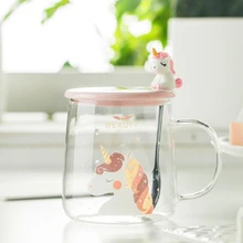 Милая лошадка, стеклянная чашка с крышкой, ложка, чайная кружка для женщин, большая емкость, высокая температура, креативный тренд, персональный, бытовой подарок