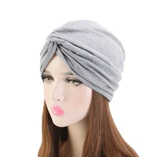 

New Fashion Cotton Muslim Turban Pure Color India Hat Women Headwear Caps Casual Ladies Hearwrap Hair Accessories