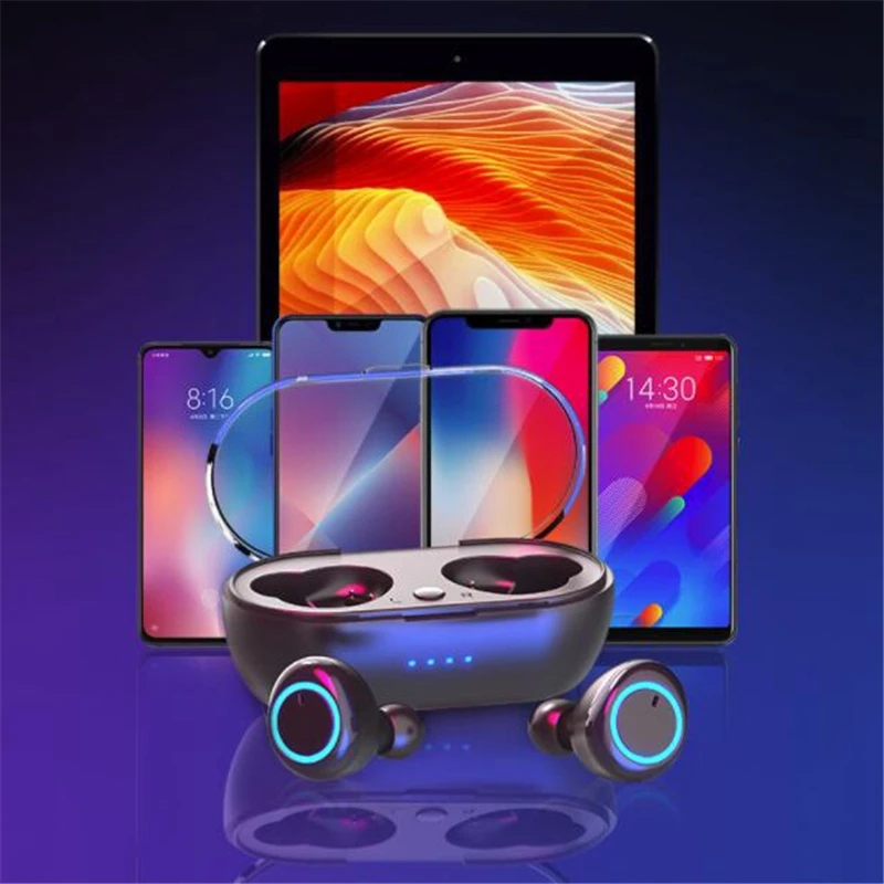 50pcs D10 TWS Wireless earphones Bluetooth Earphone Waterproof Sports Headset With Charging Box Stereo Earbuds Gaming earpiece