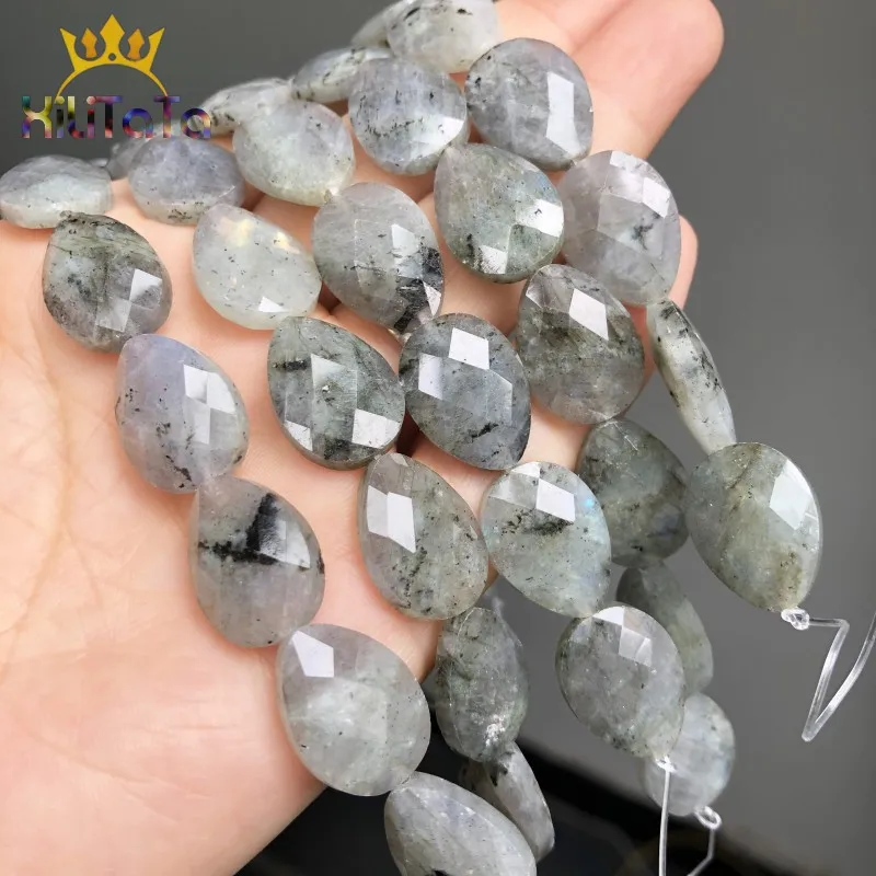 Граненые бусины Лабрадорита 13*18 мм с каплями воды граненые свободного камня для