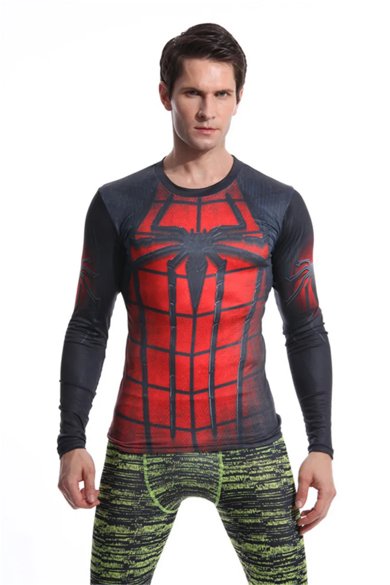 

Spiderman T Shirt Fitness Apparel Quick Dry Workout Clothes Avengers Men Long Sleeve Tops Gyms Running Bodybuilding Sportswear