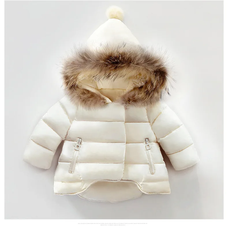 WEPBEL/Милая Меховая куртка-пуховик с капюшоном для маленьких девочек и мальчиков, детская теплая зимняя куртка, верхняя одежда - Цвет: beige