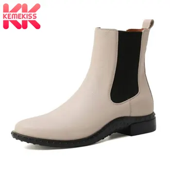 

KemeKiss 2021 Women Real Leather Ankle Boots Women Winter Warm Shoes Fashion Short Boots Casual Street Footwear Size 34-39