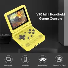 1pc novo v90 3-Polegada ips tela flip handheld console duplo sistema aberto game console 16 simuladores retro ps1 crianças presente 3d novo jogo