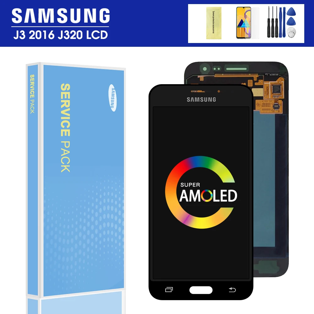 Сменный ЖК-дисплей J320F для Samsung Galaxy J3 2016 J320 J320H с сенсорным экраном и дигитайзером в