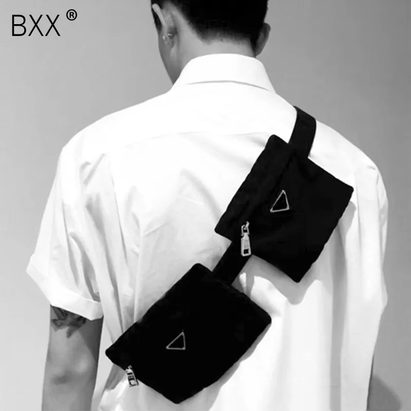 

[BXX] Women's Single Shoulder Crossbody Bag All-match Flap Tide 2019 Brand Designer Oxford Cloth Chain Chest Waist PackageHG733