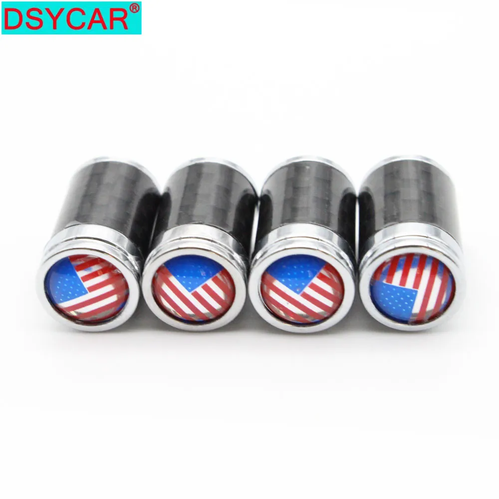 

DSYCAR 4Pcs/Set Car Copper Carbon Fiber Tire Valve Stems Caps Wheel Tires Tire Stem Air Cap Airtight Covers Wheels Tires Parts