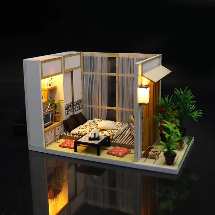 DIY деревянный кукольный дом кукольные домики миниатюрная кукольная мебель набор с светодиодный игрушки для детей Рождественский подарок на год GYH