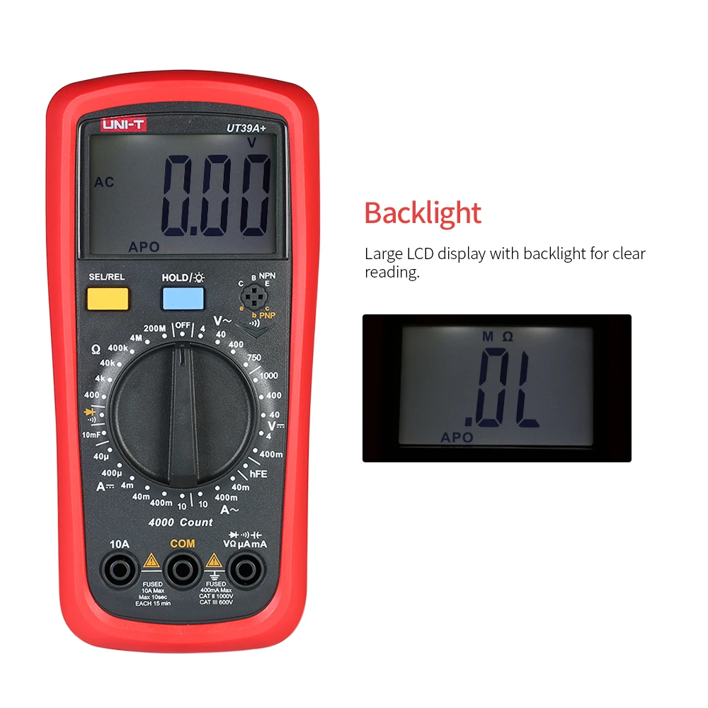 UNI-T UT39C+ ЖК-цифровой мультиметр DC/AC напряжение измеритель тока NCV Емкость Сопротивление диод тестер Вольтметр Амперметр