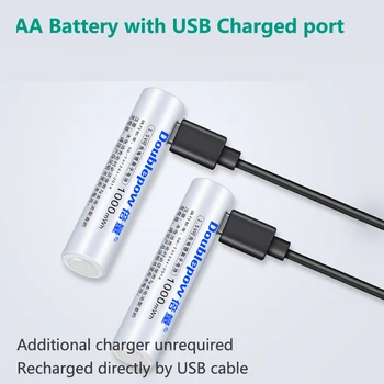 

1000mWh AAA Battery rechargable with Micro USB charging port 2pcs