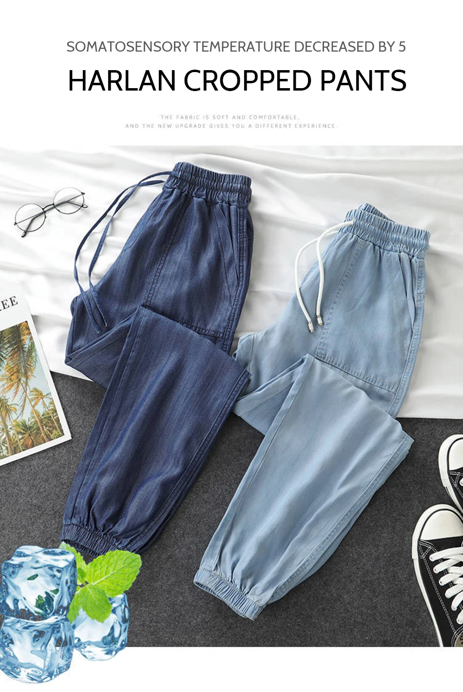 Fashion Casual Style Cotton Pants Leisure BF Harajuku Pants Summer Womens Elastic Waist Solid Basic Retro Loose Pants Trousers