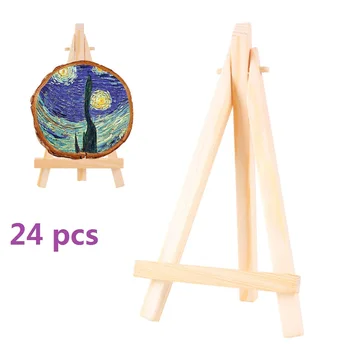 

24PCS Mini Wooden Easel Timber Desktop Frame Miniature Three-legged 7*12.5cm Mini Wooden Easels Wood Rack Practical