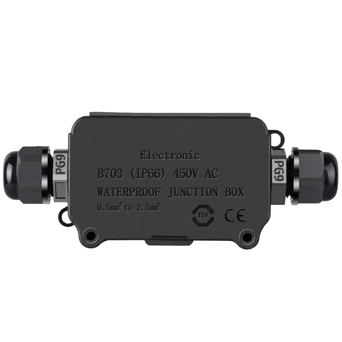 

IP66 Waterproof Outdoor 2 Cable PG9 Black Plastic Connector Gland Electrical Junction Box