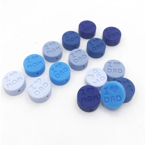 candy colors 9 100 шт./партия, Силиконовые Прорезыватели для прорезывания зубов, свободные бусины, плоские круглые жевательные бусины, Детские Diy ожерелья, "I love Mom/Dad" бусины, прорезыватель - Цвет: candy colors 9