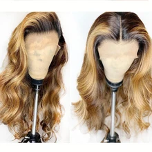 Eversilky 13x4 парики на шнурках с волосами младенца предварительно сорвал медовый блонд человеческих волос парик с Омбре парик тела волна бразильские волосы remy