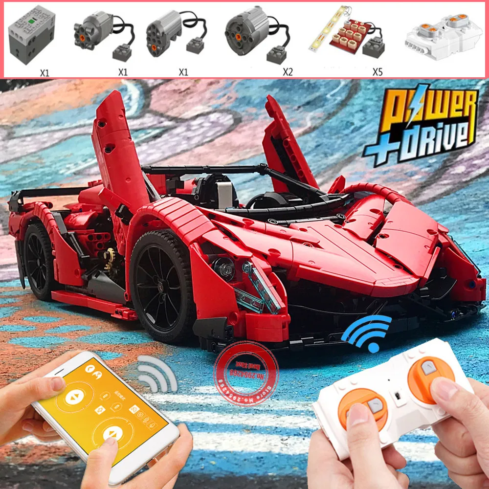 

New App RC Car MOC-10559 Veneno Roadster Motor Power Functions Fit Legoings Technic Building Blocks Bricks Toys Gift Children