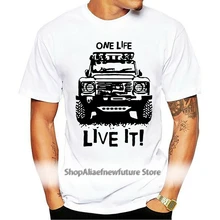 T-shirt manches courtes homme, tendance, avec impression One Life Live it Off Road, Landrover Defender 90 110