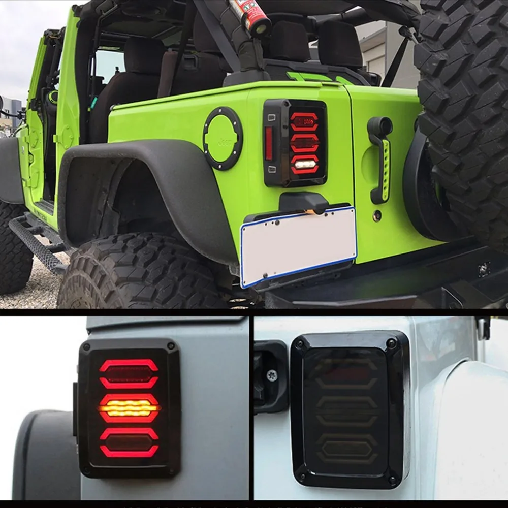 12V светодиодный задний фонарь в сборе Обратный фары заднего тормоза для Jeep Wrangler 07-16 прочного АБС-пластика с Корпус прозрачные линзы ПММА супер яркий