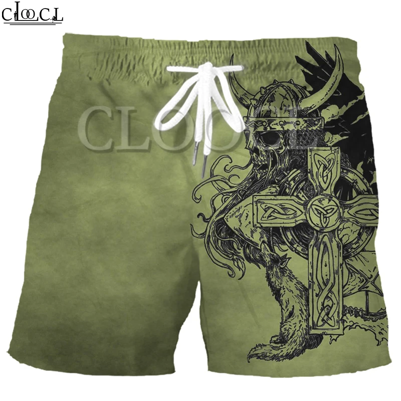 Популярные летние пляжные шорты CLOOCL Viking Tattoo Pirate с 3D принтом модные мужские