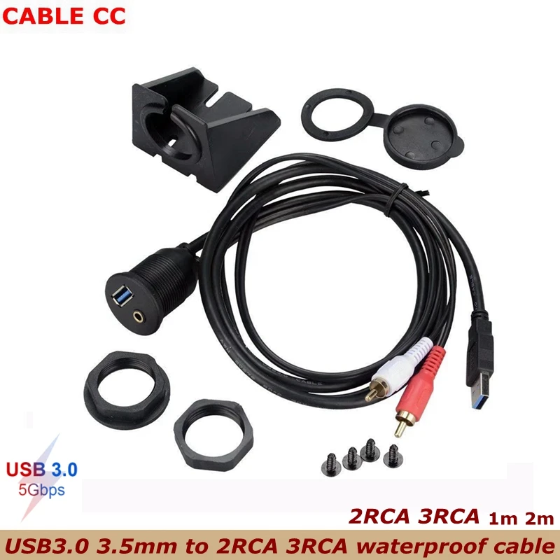 Встраиваемый аудио-и видеокабель 5 Гбит/с 1 м 2 3 мм/3rca/2rca USB 0 водонепроницаемый для