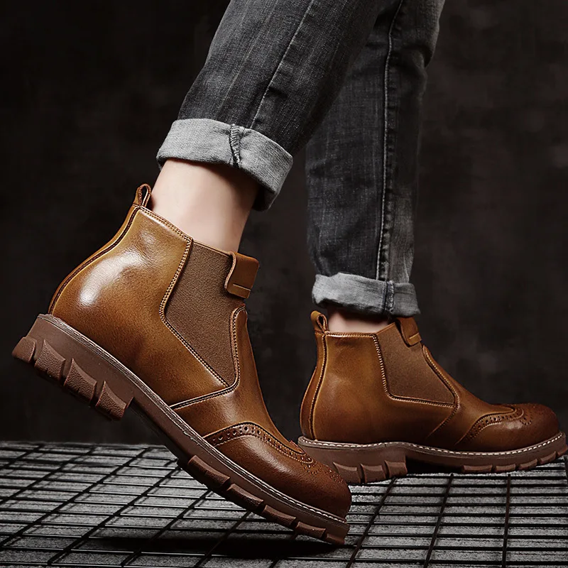 

Casual Boots Men's 2019 Martin Men Chelsea New Style Boots Fashion Boots Really Solid Color Boots Order Origional