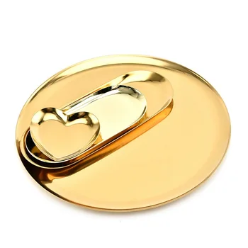 

Nordic Stainless Steel Storage Tray Gold Oval Jewelry Plate Modern Jewelry Storage Plate Cute Metal Tray Ring Necklace Organizer