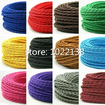 

Light Gold 5/10/20Meters 2 Core Electrical Rope Wire Antique Braided Twisted Fabric Lighting Cable Woven Silk Flexible Wire Cord