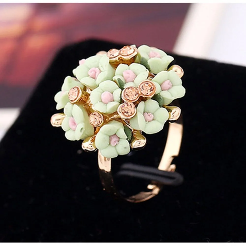 Новое популярное модное красивое керамическое кольцо с цветами для женщин регулируемые обручальные кольца ювелирные изделия 7 кольца цвета