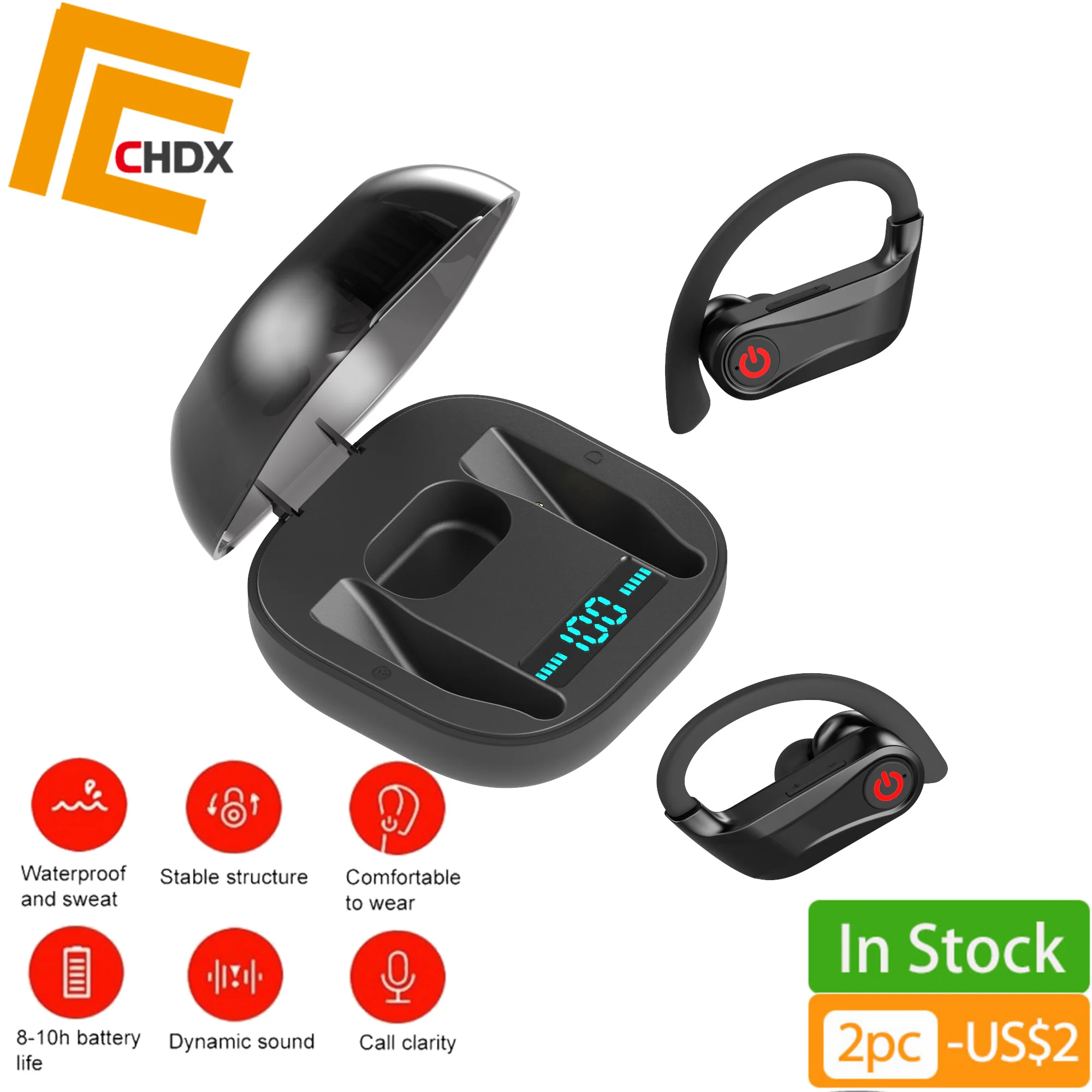 

CHDX Wireless Noise Reduction Earphones Bluetooth 5.0 Power Display Headphones Sports Gaming Driving Earbuds with Microphone
