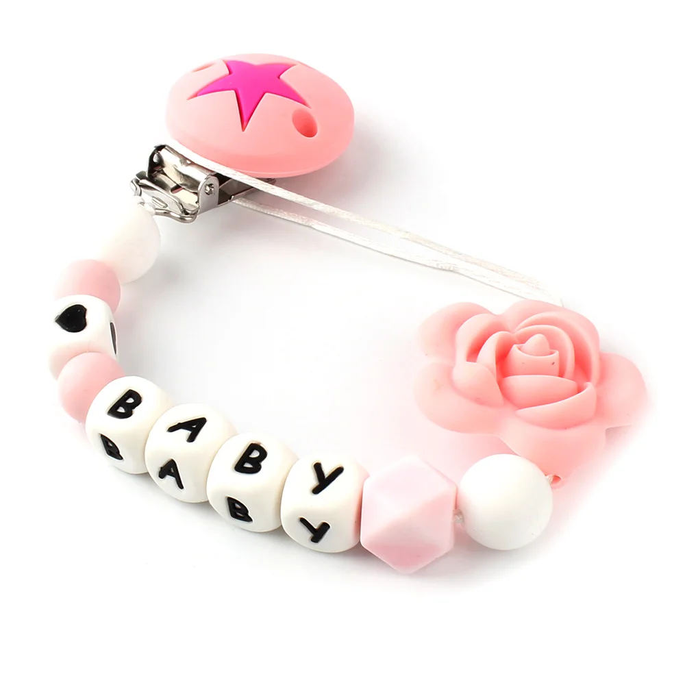 Keep & расти персонализированные имя детская пустышка на цепочке с прищепкой