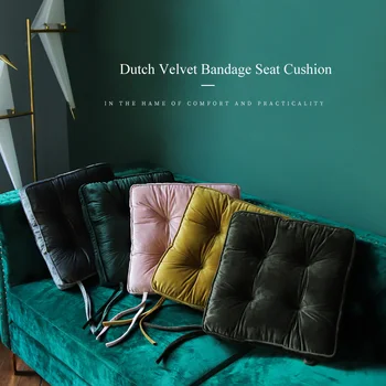 

Ins Nordiac Style Luxury Dutch Velvet Fabric Seat Cushion Bandage Chair Cushion Decorative Pillows Sofa Garden Home Decor 40x40