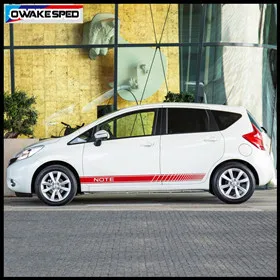 Both Side Sport Stripes For Nissan Note NISMO S Power 2008-18 Car Door Skirt Stickers Racing Styling Auto Body Decor Vinyl Decal (3)_副本
