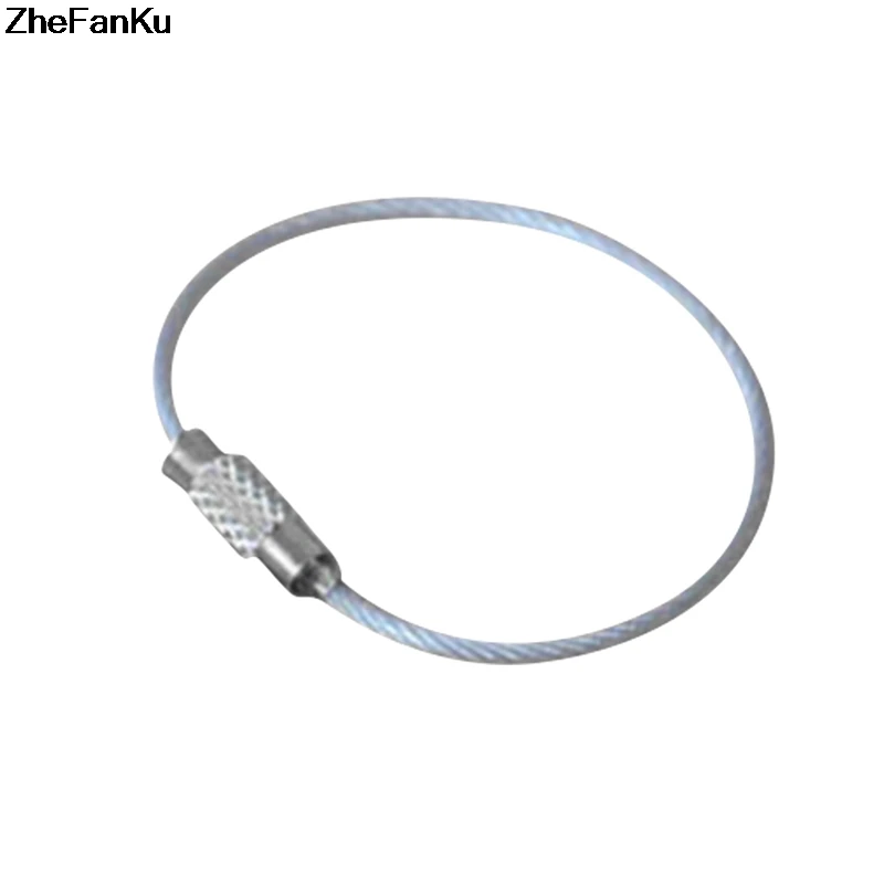 

1pc Screw Locking Stainless Steel Wire Keychain Cable Rope Key Holder Keyring Key Chain Rings Cable Outdoor Hiking Keychains