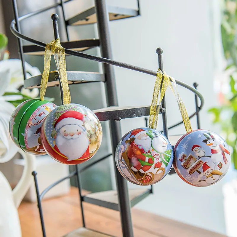 

Christmas Beautiful Round Iron Gift Boxes Wedding Birthday Candy Packing Box Party Favors Giveaway Cracker Case