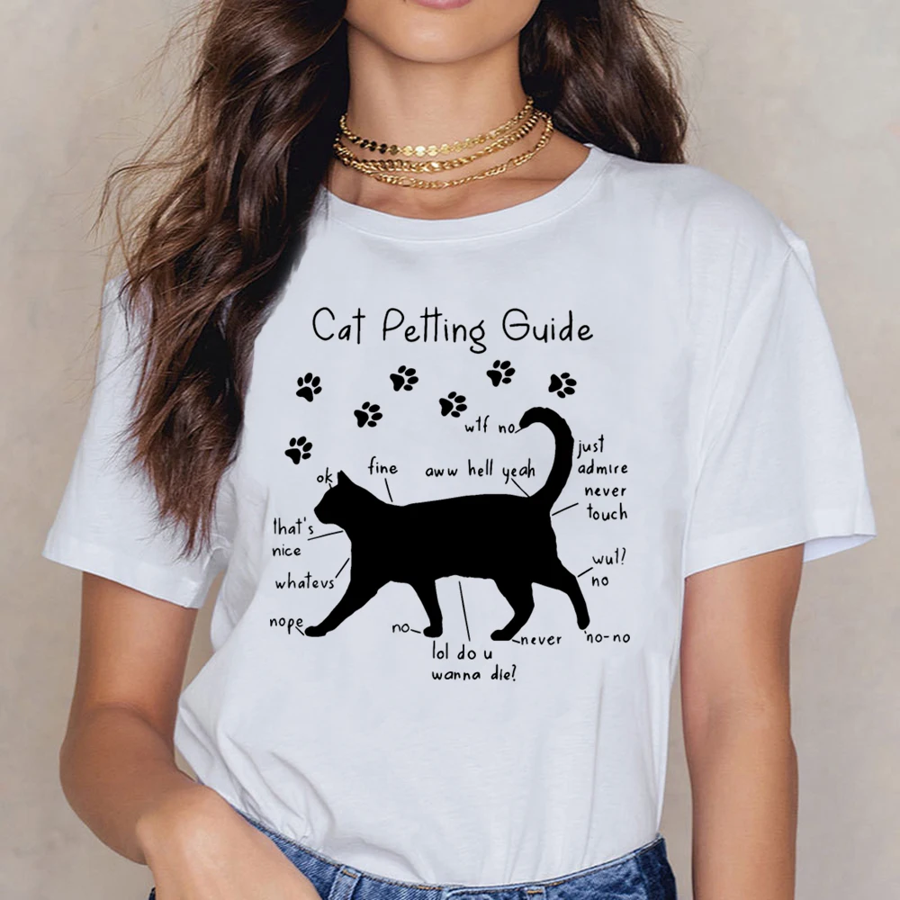 Женская футболка с надписью Petting Guide Is Nice Whatevs Nope want белая короткая женская | одежда