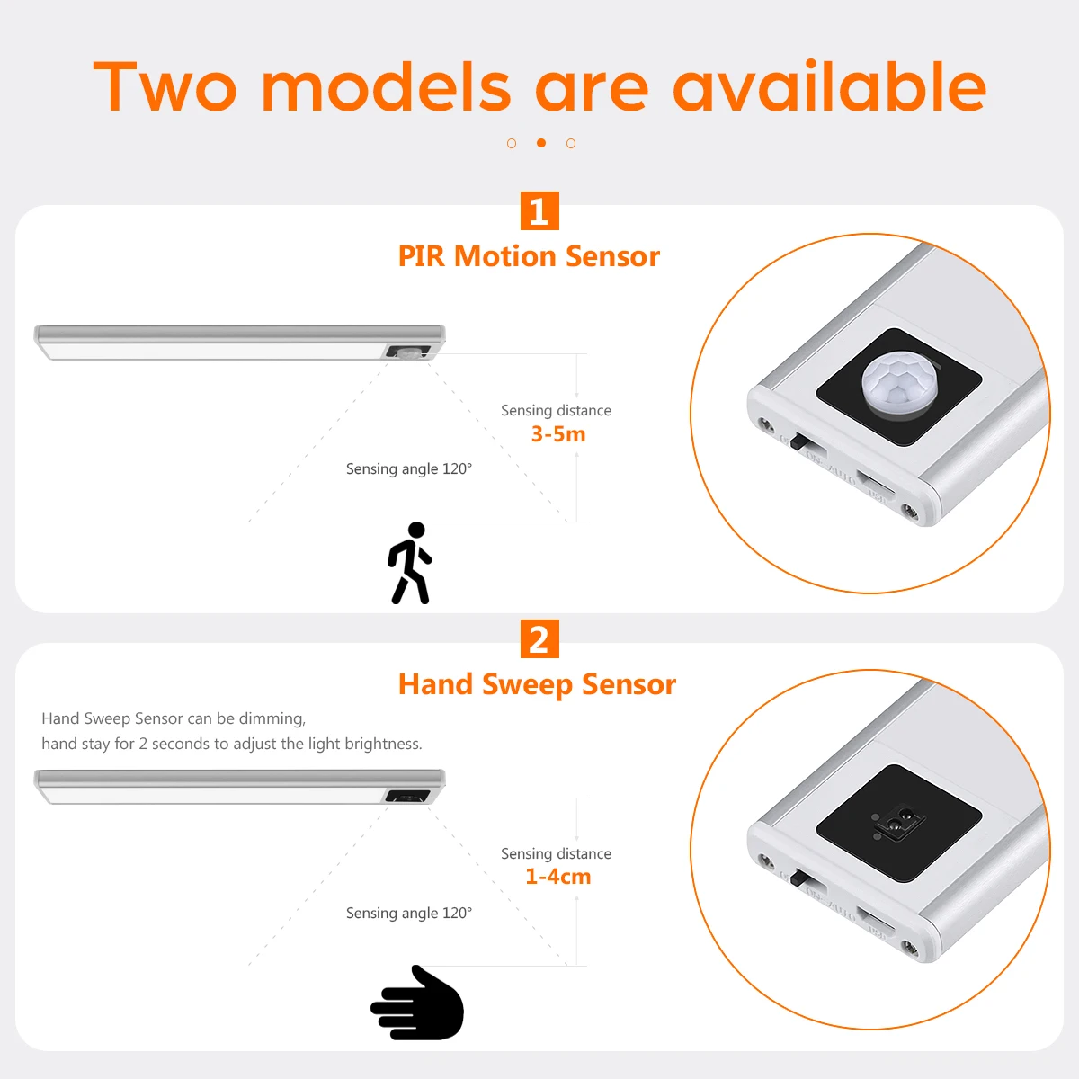 Ultra-thin USB LED Cabinet Light Hand Sweep / PIR Motion Sensor Rechargeable Aluminum kitchen Lamp Portable Night Lighting