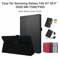 Ultra fino macio e durável suporte de couro inteligente capa protetora adequada para samsung galaxy tab a7 10.4 '202020 SM T500/t505