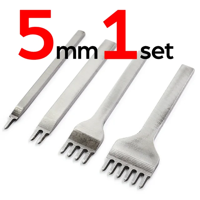 4Pcs Leather Craft Tools Hole Chisel Graving Stitching Punch Tool Set 3,4,5,6MM 