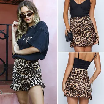 

Women Leopard Printed Skirts Sexy High Waist Skirt Ladies Summer Casual Beach S-XL
