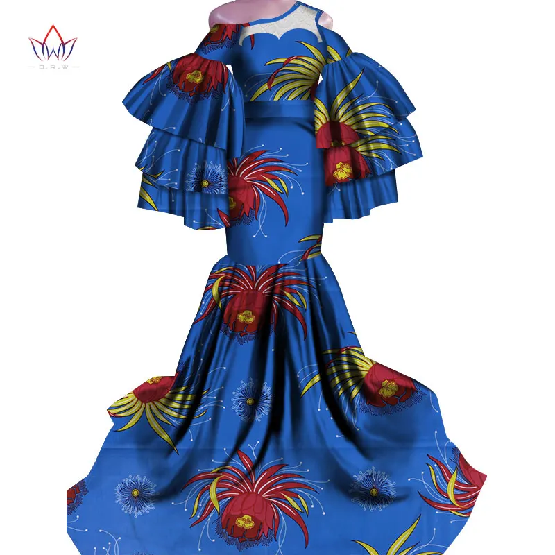 Платье Горячая Vestidos Дашики женское платье хлопок Принт традиционная африканская одежда рыбий хвост и земля одежда для женщин WY4336 - Цвет: 1