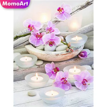 

MomoArt Diamond Painting 5D DIY Floral Full Drill Handicraft Picture Of Rhinestones Embroidery Sale Candle Flower Home Decor