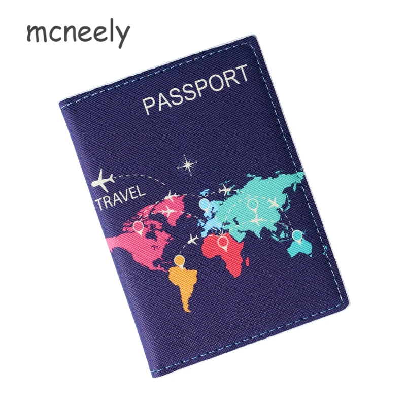 Tarjeta de crédito viaje mapa del mundo pasaporte funda titular pasaporte cubierta protectora Walle 