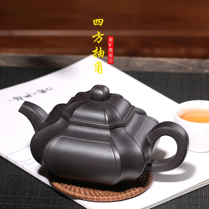 

Yixing Clay Teapot Raw Ore Galaxy Black Square Pumping Angle Using American Cao Zhigang Entirely Handmade Gift Collection Custom