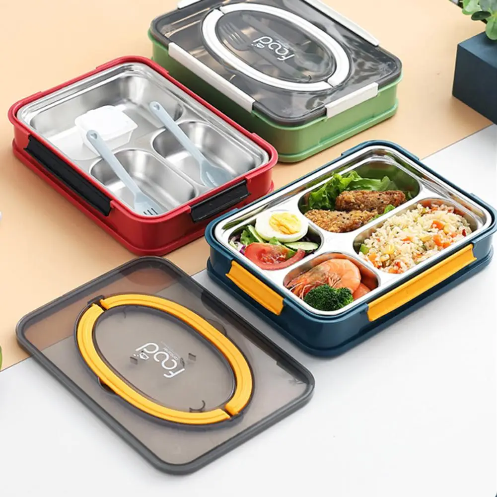 Stainless Steel 304 Lunch Box With Spoon Fork Leak proof Lunch Bento