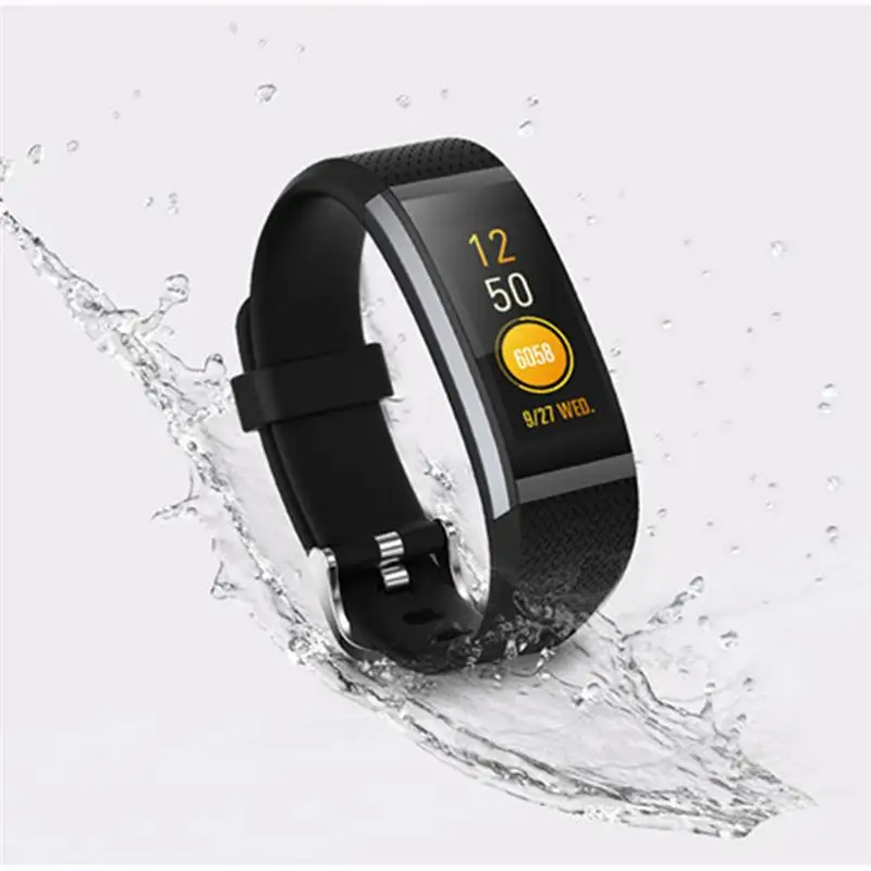 HR2 Color Screen Fitness Tracker Smart Counter Bracelet Blood Pressure Monitor Waterproof Wristband (Black)